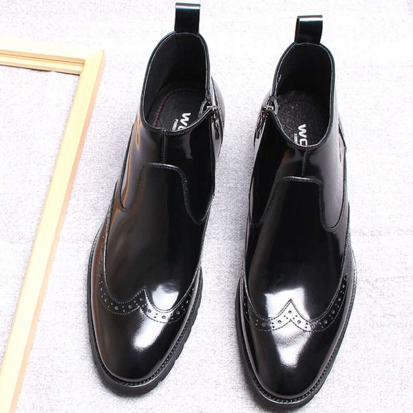 Caviglia in vera pelle italiana nero marrone a punta da uomo abito formale stivali invernali da uomo scarpe