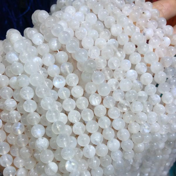 Perlen Naturstein Blauer Mondstein Perlen Runde lose Distanzperlen für die Herstellung von DIY-Halsketten-Armband-Schmuckzubehör