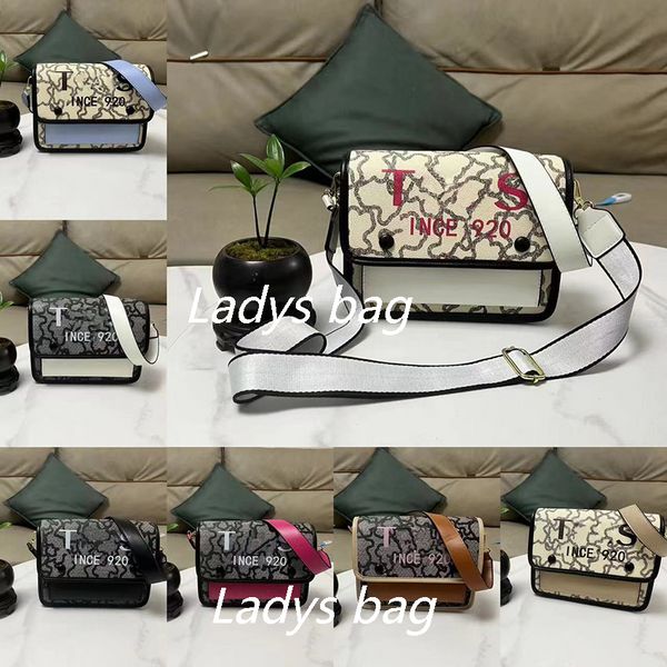 Borse firmate Tous La Rue Audree Borsa a tracolla Donna in pelle solida con patta Bottoni magnetici Borsa Nero Bianco Rosa Borsa a tracolla Borse a tracolla Borse da donna Cross Body S3366