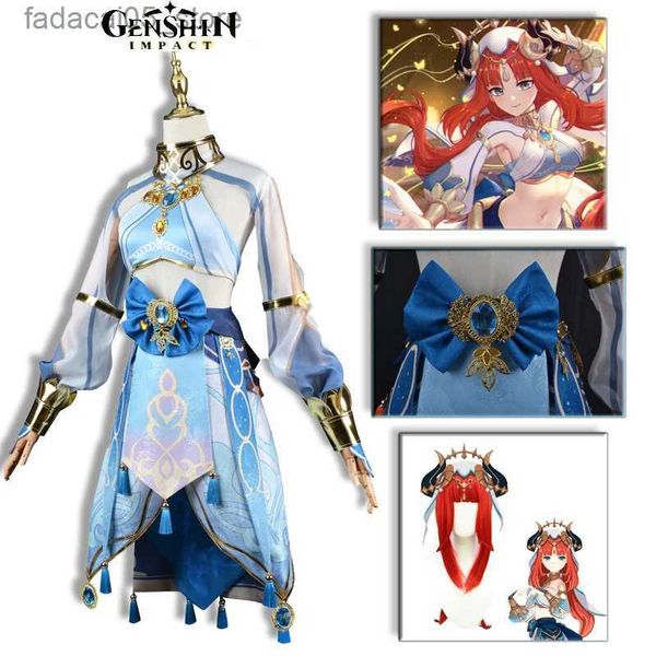 Thema Kostüm Genshin Impact Nilou Cosplay Anime Spiel Karneval Frauen Kommen Halloween Party Outfit Uniform Blaues Kleid Western Region Tänzerin Q240130