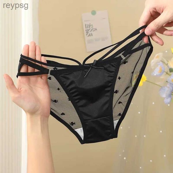 Outras calcinhas verão sem costura cetim briefs mulheres respirável roupa interior menina doce sexy malha cuecas femininas fina cruz cinta lingerie yq240130