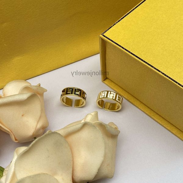Gold Schmuck Designer flingt Ringe F Buchstaben F fallen legierende Klebstoff Open Ring Womens Mode Forest Series kleiner und vielseitiger verstellbarer Ring