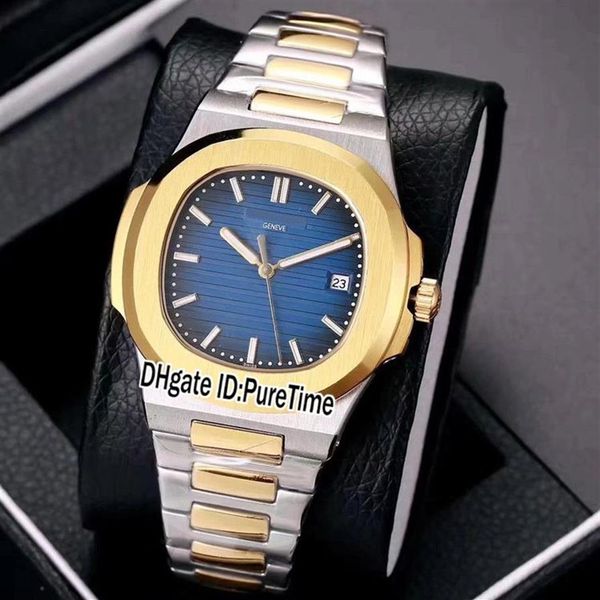 Novo clássico 5711 dois tons amarelo ouro azul textura dial 40mm a2813 relógio automático masculino relógios esportivos aço inoxidável puretime p2231k