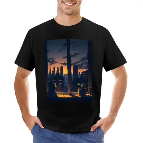 Camisetas masculinas pôr do sol cenário impressão t-shirts homem/mulher casual moda manga curta topos verão masculino em torno do pescoço camisa oversized unisex