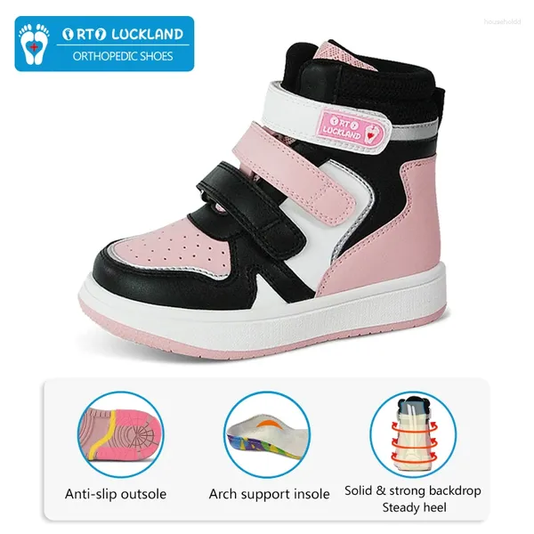 Stivali Ortoluckland Scarpe per bambini Ragazze Sneakers ortopediche in pelle Moda Bambini Bambino Primavera Rosa con soletta Ortic Arch