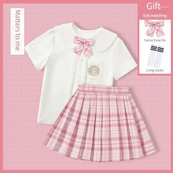 Kleidung Sets Sommer Anzug Für Mädchen Uniform Rock Set Japanischen Stil Mädchen 2024 Mode Senden Eine Fliege Und Socken