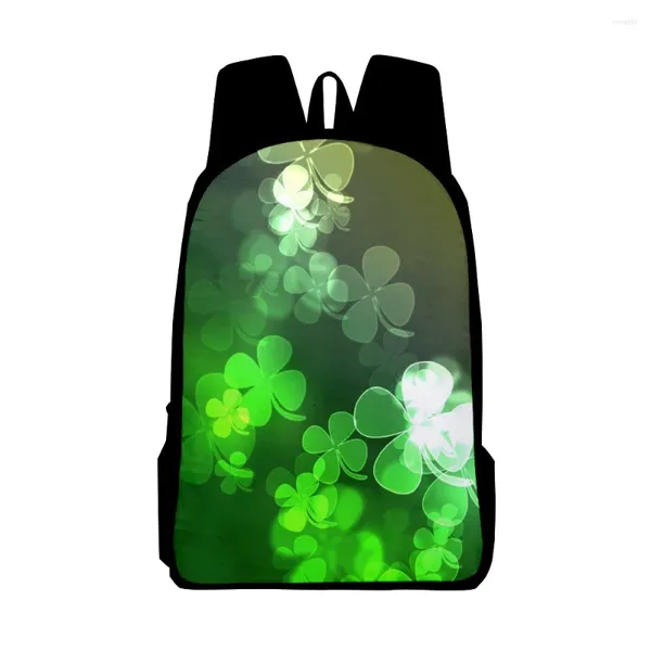 Rucksack Jugendlicher lustiger Glücksklee-Studenten-Schultaschen-Notebook-Rucksack 3D-gedruckter Oxford-wasserdichter Jungen-/Mädchen-Reiserucksack