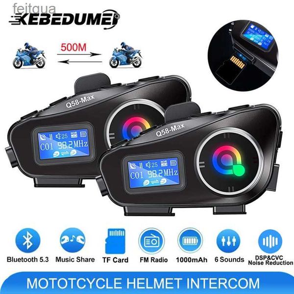 Walkie Talkie 1/2pcs Motosiklet Kask İntercom 2 Rider için 500m InterphePhike Motosiklet İletişimcisi Müzik El Flashlight Kulaklık YQ240130