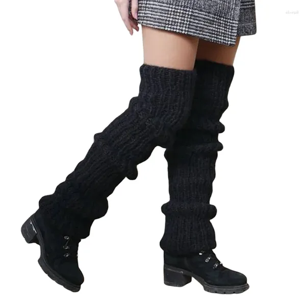 Женские носки для 80-х годов, вязаные теплые женские однотонные длинные спортивные вечерние аксессуары для танцев