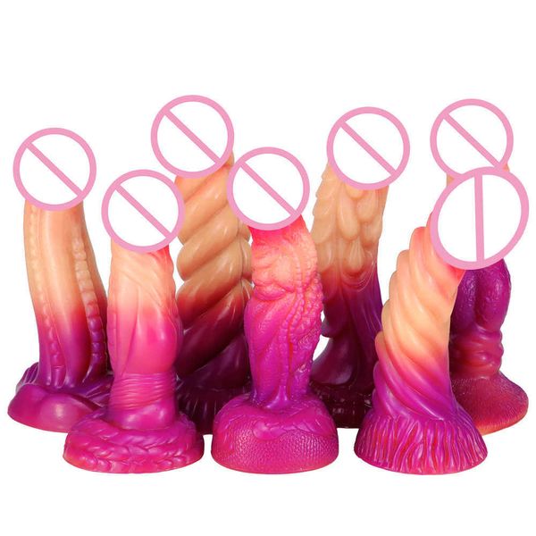 Dildos Dongs Neuer Super-Simulierter Make-up-Penis Speziell geformter Analplug Farbverlaufsdildo Weiblicher Masturbator Erwachsene Produkte