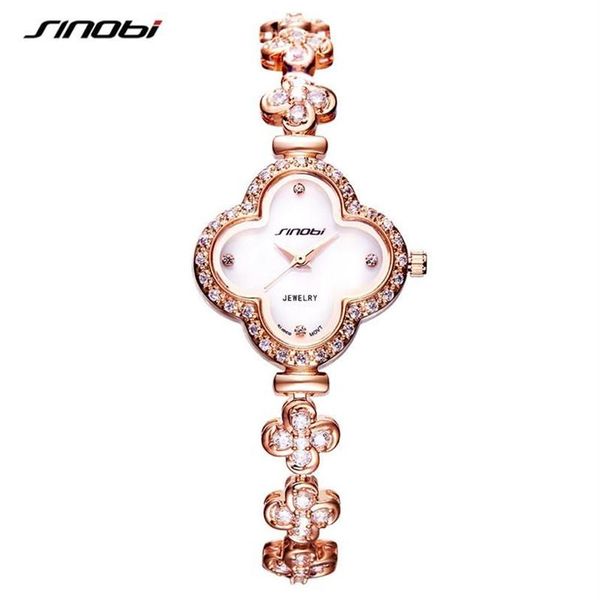 Armbanduhren SINOBI Top Uhren Frauen Mode Vierblättriges Kleeblatt Form Armband Armbanduhr Edle Damen Schmuck Watch231J