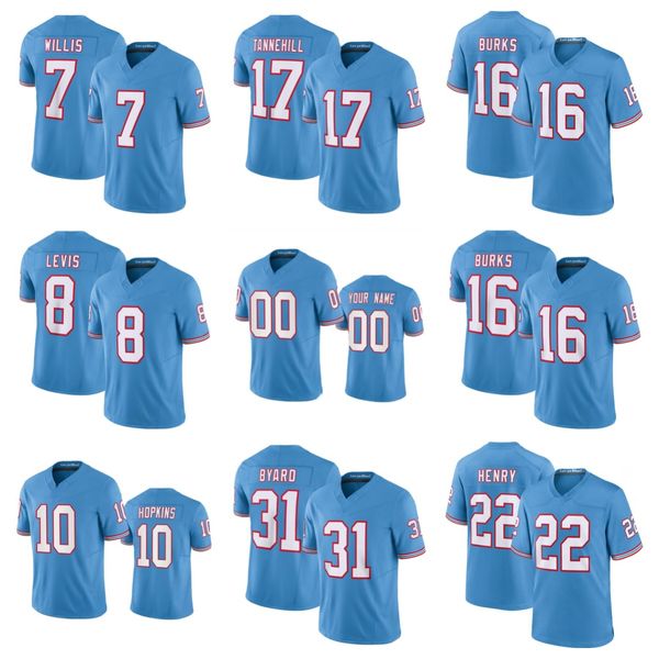 Мужчина Tennesseetitantantactive Custom Derrick Henry Ryan Tannehill Light Blue 2023 F.U.S.E.Vapor Limited Throwback Ed Football Jersey