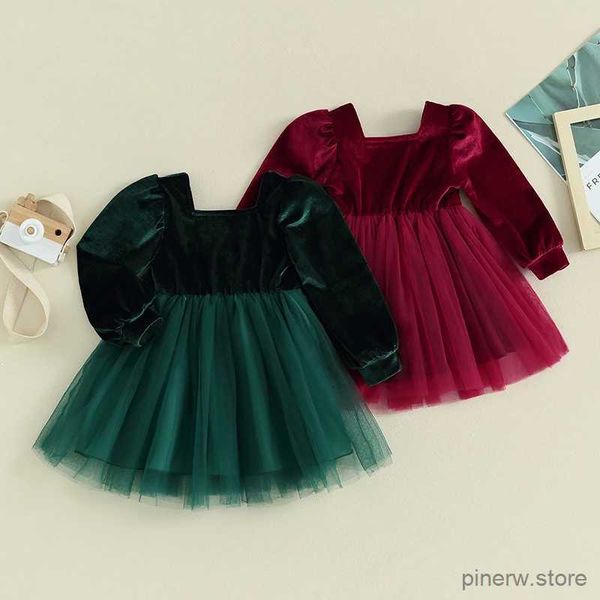 Abiti da ragazza nuove neonate abito natalizio per ragazze bambini autunno manica lunga velluto tulle tutu principessa matrimonio compleanno festa abbigliamento