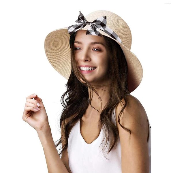 Chapéus de borda larga Sun Cap Upf 50 Caps Mulheres Verão Palha Dobrável Floppy Roll Up Proteção Feminino Lady Outdoor Beach Hat