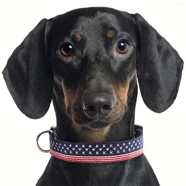 Cão vestuário colar de bandeira americana independência dia resistente ajustável bonito macio gato colares pet para pequeno médio