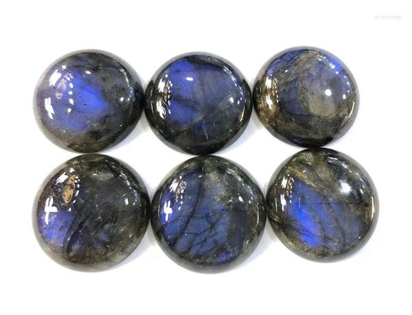 Pietre preziose sciolte Forte luce blu Labradorite Cabochon 25mm Forma rotonda 1pc Perline di pietre preziose naturali per gioielli fai da te Accessori