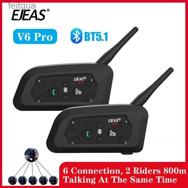 Walkie Talkie Ejeas V6 Pro Helmet Intercom Kulaklık Motosiklet Bluetooth 1200m Interphone Communicator 6 Riders için Tam Dubleks Su geçirmez IP65 YQ240130