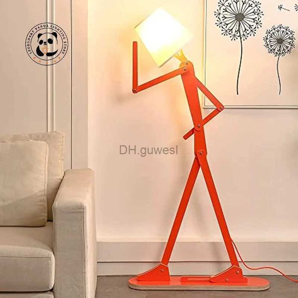 Lâmpadas de assoalho Nordic Home Decor Humanoid Floor Lamp LED E27 Puppet Childrens Room Personalidade Decoração Cartoon Quarto Sentado Stand Light YQ240130