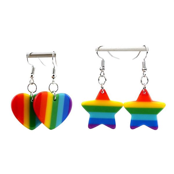 Dangle lustre 12 pares lgbt arco-íris brincos orgulho gay charme coração brinco para mulheres moda jóias brincos 221010280g