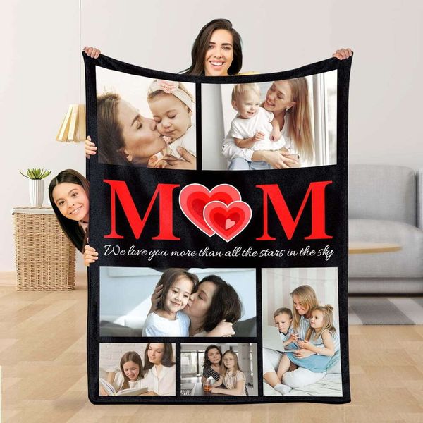 Personalizzato con testo fotografico Coperta con foto personalizzata utilizzando le mie foto Foto in formato commemorativo personalizzato per madri per mamma papà amici di famiglia