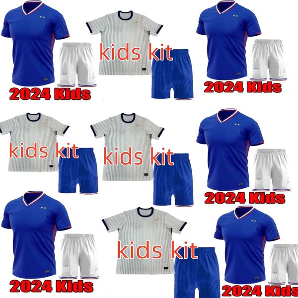 2024 Französisches Heim-Auswärtstrikot Französische Fußballtrikots DEMBELE COMAN SALIBA KANTE Maillot de Foot Equipe Maillots GRIEZMANN Kinderset Fans Fußballtrikot