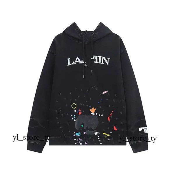 Lanvin Hoodie Designer Galery Dept Осенние и зимние свитера Толстовки Мужские толстовки Галереи Cottons Depts Черно-белая модная мужская толстовка с капюшоном Letter Lanvins 4877