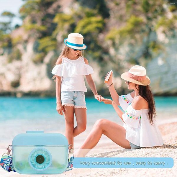 Bottiglie d'acqua a forma di macchina fotografica Bottiglia Kawaii Tracolla regolabile in plastica a tenuta stagna per bambini adulti Sport da campeggio all'aperto