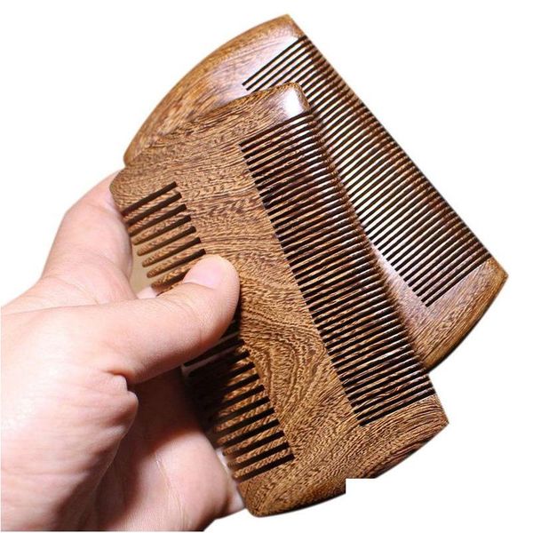 Escovas de cabelo Natural Sândalo Bolso Pentes de Barba para Homens - Pente de Madeira Feito à Mão com Denso e Esparso Produtos de Entrega de Dentes Carro Otbwz