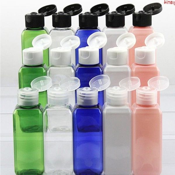 100 teile/los 50 ml Quadratische flip deckel flasche Kunststoff verpackung Probe probe flasche waren Tetcg