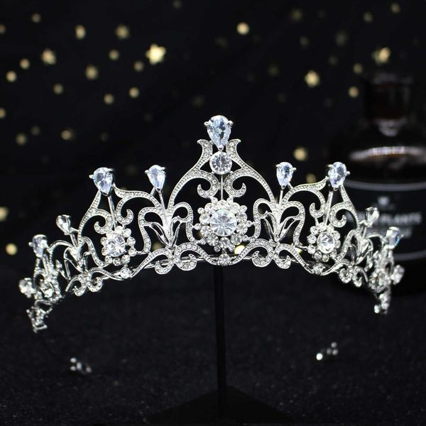 Tiara di cristallo azzurro Corona principessa Fascia per capelli da sposa Accessori per gioielli per capelli Copricapo di moda Ornamenti per spettacoli di ballo 268N