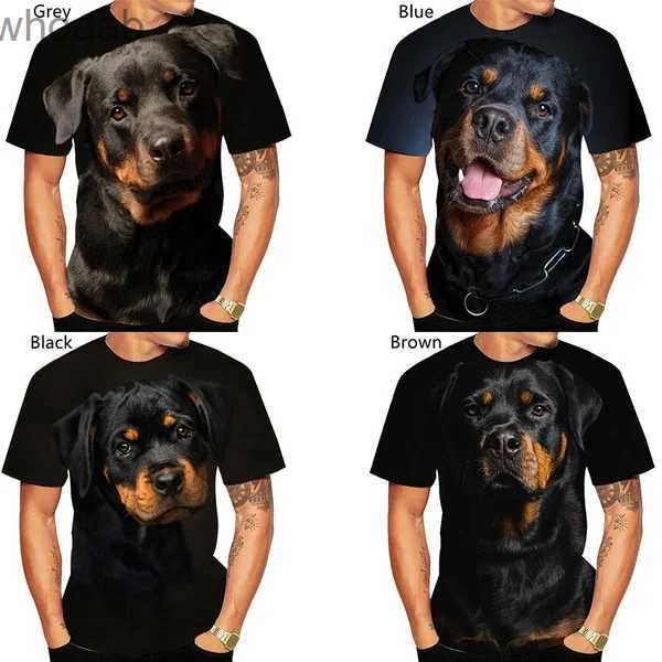 T-shirt da uomo 2022 Nuovo design carino cane Rottweiler 3D stampa T-shirt divertente elegante uomo e donna casual maniche corte 240130