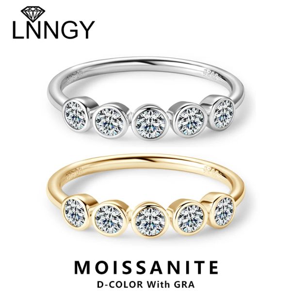 Colar lnngy moldura 3mm anel de moissanite com certificado 925 anéis de prata esterlina para mulheres casais delicados alianças de casamento joias presente