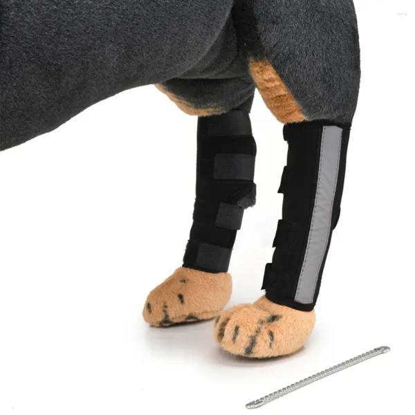 Cão vestuário pet joelheiras com suporte cinta reflexiva protetor de perna respirável lesão manga protetora suprimentos 2 pc um conjunto
