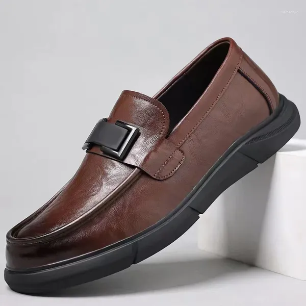 Scarpe eleganti da uomo in pelle casual 2024 All-match Trend Bean grana di presa a mano di alta qualità reale