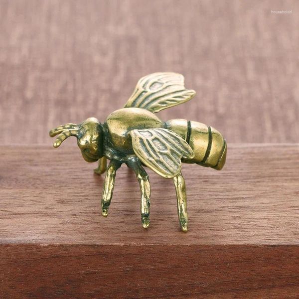 Estatuetas decorativas latão inseto abelha miniaturas chá animal de estimação engraçado besouro artesanato coleção desktop pequenos ornamentos decorações para casa