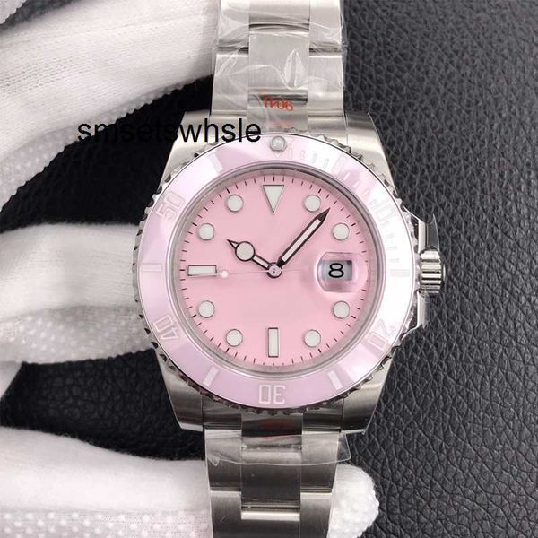 Rosa Herrenuhr Tauchen 40 mm automatische Maschine 904L Edelstahl Saphirspiegel leuchtend wasserdicht De Luxe Auto Datum U-Boot