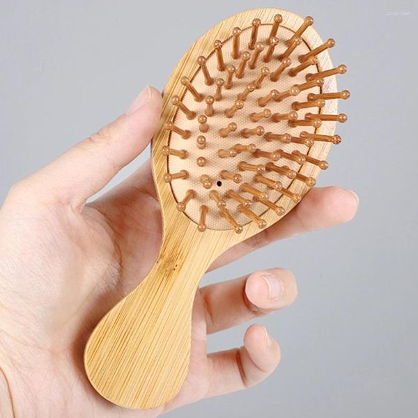 Conjunto acessório de banho de bambu massagem escova de cabelo anti estática almofada de ar reduzir perda cuidados estilo pente mulheres ferramentas