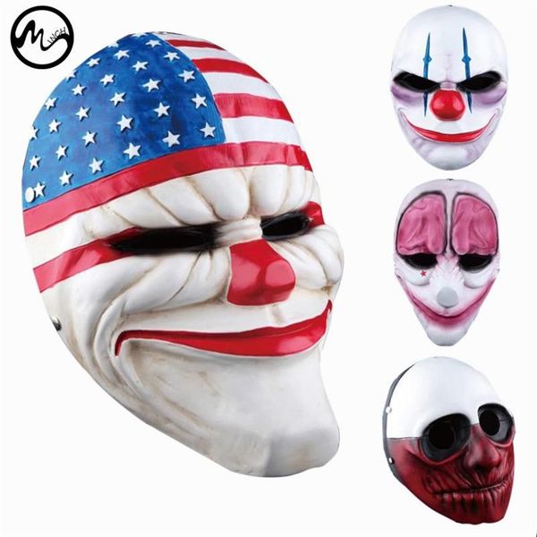 Máscaras de palhaço para festa de máscaras Palhaços assustadores Máscara Payday 2 Halloween Máscara horrível 4 estilos Halloween Party Masks271w