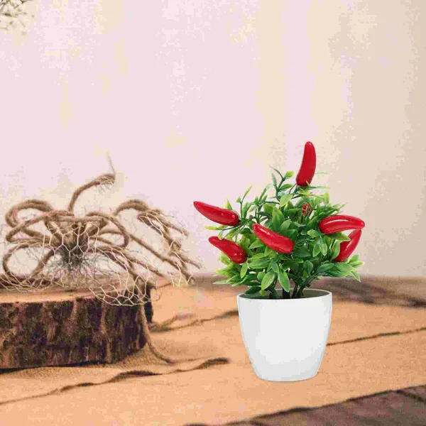 Dekorative Blumen, künstliche Pfefferpflanzen, Mini-Fake-Frucht-Chili-Blumenstrauß-Topf, Kunst-Kunststoff-Topf, Simulation, Bonsai-Dekorationen, Zuhause