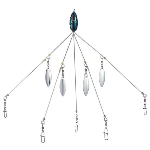 Bassdash 4 pçs / lote isca de pesca Alabama Rig Head Swimming Bait Umbrella Rig 5 braços Bass Fishing Group Isca Estender 18g Y200830206V