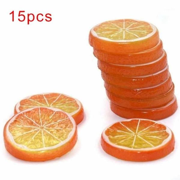 15 pçs fatias artificiais fatias de frutas artificiais laranja limão prop exibição realista decor1253q