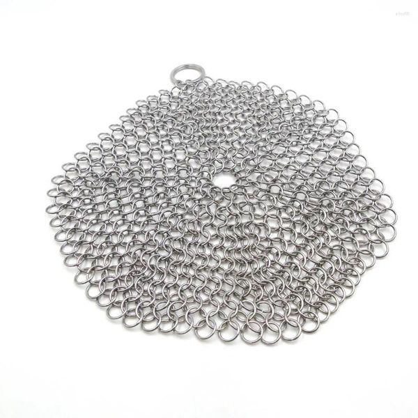 Chaveiros Polegadas Aço Inoxidável 316L Ferro Fundido Cleaner Chainmail Scrubber para Pan Pré-Temperado Fornos Holandeses Waffle