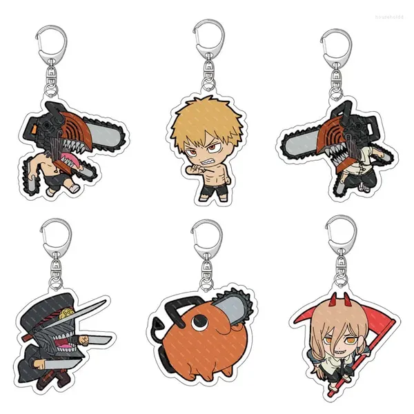 Chaveiros Chainsaw Man Keychain 10 estilos Dupla Face Acrílico Dos Desenhos Animados Chaveiro Pingente Anime Acessórios Chaveiro