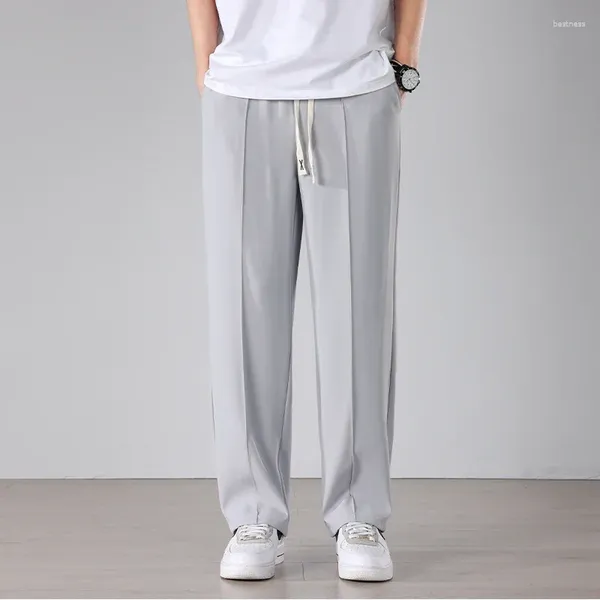 Pantaloni da uomo 2024 Quattro Stagioni Casual Tinta unita Dritto Baggy Drape Gamba larga Pantaloni di marca Maschio Nero Bianco Beige