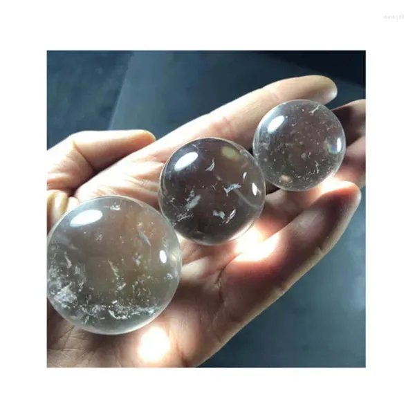 Estatuetas decorativas bola de cristal transparente natural reiki quartzo energia minério mineral cura pedra ametista para decoração de casa