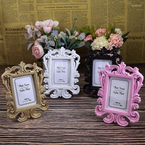 Cornici decorative retrò Po Frame Wedding Home Decor Desktop Immagine classica quadrata in resina barocca piccola