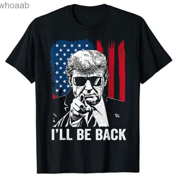 T-shirt da uomo Ill Be Back Funny Trump 2024 45 47 Save America Uomo Donna T-shirt Pro Trump Fans Support Graphic Tee Tops Campaign Outfit Gifts 240130