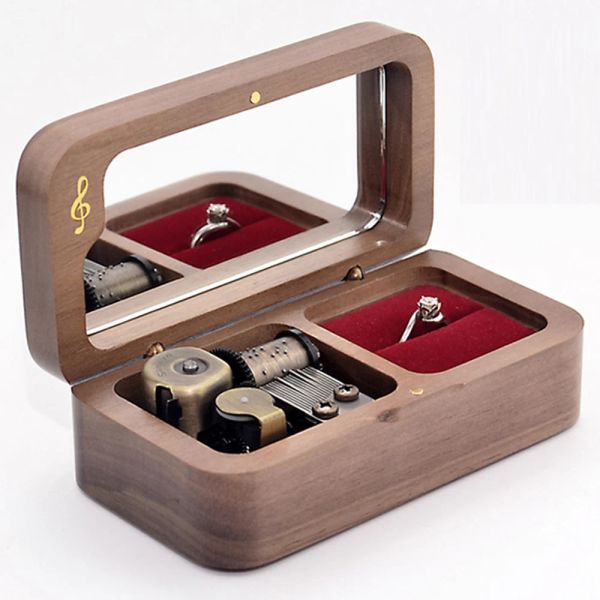 Кольца Sinzyo Solid Wood Jewelry Box Ring Music Box для новогодней рождественской свадьбы и подарка на день рождения это маленький мир