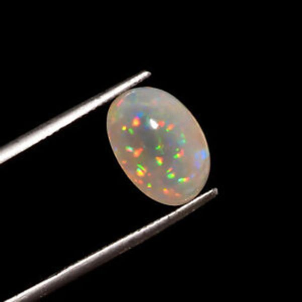 Edelsteine: Natürlicher äthiopischer Opal, AAA-Qualität, loser Edelstein, 6 x 8 mm, ovaler Cabochon, 3 Stück