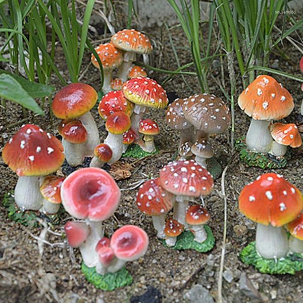 Decorações de jardim 1/20 pçs estatuetas de cogumelos diy terrário miniaturas musgo-coberto chão fada resina artesanato festa boneca